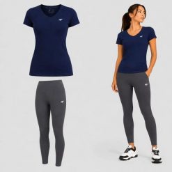 ZESTAW DAMSKI 4F T-SHIRT + LEGGINSY SPORTOWY KOMPLET NA CO DZIEŃ L SS26. Legginsy damskie 4F, l, bez wzorów, z bawełny, na fitness i siłownię. Za 119.98 zł.