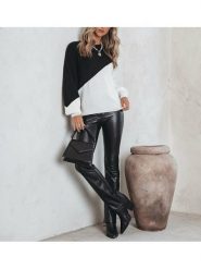 Milan Kiss Sweter w kolorze biało-czarnym rozmiar: L. Białe swetry klasyczne damskie Milan Kiss, l, bez kołnierzyka. Za 126.99 zł.