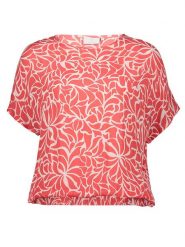 Kaffe Bluzka w kolorze czerwono-kremowym rozmiar: 36. Brązowe bluzki damskie Kaffe, bez wzorów, z wiskozy, bez kołnierzyka, bez ramiączek. Za 56.53 zł.