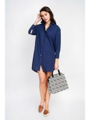 ASSUILI Lniana sukienka w kolorze granatowym rozmiar: 34. Niebieskie sukienki damskie Assuili, bez wzorów, ze lnu, klasyczne, bez ramiączek. Za 195.99 zł.