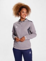 Damska poliestrowa bluza dresowa zapinana na zamek z kapturem Hummel Authentic. Szare bluzy damskie Hummel, s, bez wzorów, z dresówki, z kapturem. Za 200.00 zł.