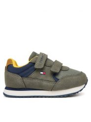 Tommy Hilfiger Sneakersy Low Cut Velcro Sneaker T1X9-35253-1960 M Zielony. Zielone buty sportowe chłopięce Tommy Hilfiger, ze skóry, bez zapięcia. Za 334.99 zł.