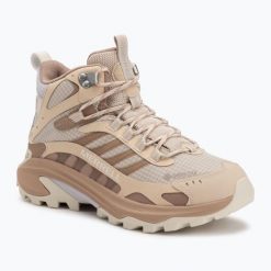 Buty turystyczne damskie Merrell Moab Speed 2 Mid GTX. Brązowe obuwie trekkingowe damskie Merrell, bez zapięcia. Za 689.99 zł.