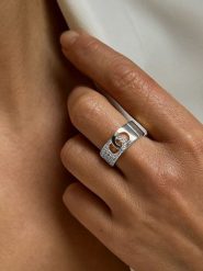 DI GIORGIO Srebrny pierścionek z cyrkoniami rozmiar: 54. Szare pierścionki damskie DI GIORGIO, z cyrkonią, srebrne. Za 241.45 zł.