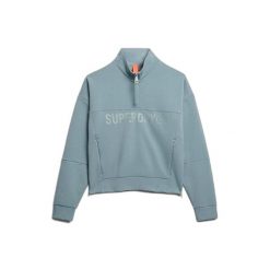 Damska bluza z kapturem zapinana na zamek Superdry Active Tech. Niebieskie bluzy damskie Superdry, bez wzorów, z kapturem. W wyprzedaży za 218.00 zł.