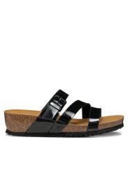 Geox Klapki D New Sthellae D551AA 000HH C9999 Czarny. Czarne klapki damskie Geox, bez wzorów, ze skóry, bez obcasa, bez zapięcia. Za 199.99 zł.