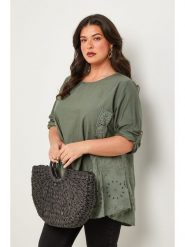 Curvy Lady Bluzka w kolorze khaki rozmiar: 44/46. Brązowe bluzki damskie Curvy Lady, bez wzorów, klasyczne, bez kołnierzyka, bez ramiączek. Za 100.99 zł.