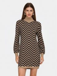 ONLY Sukienka dzianinowa Julia 15366284 Brązowy Regular Fit. Brązowe sukienki damskie Only, bez wzorów, z dzianiny, bez ramiączek. Za 169.99 zł.