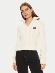 Tommy Jeans Sweter DW0DW20269 Écru Regular Fit. Swetry klasyczne damskie Tommy Jeans, xl, z jeansu, bez kołnierzyka. W wyprzedaży za 419.99 zł.