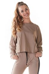 Krótka Bluzka z Surowymi Wykończeniami - Beżowa. Brązowe bluzki damskie Infinite You, l, bez wzorów, z bawełny, bez kołnierzyka, bez ramiączek. Za 154.90 zł.