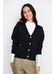 ASSUILI Kaszmirowy kardigan w kolorze czarnym rozmiar: 38. Czarne kardigany damskie Assuili, bez wzorów, z kaszmiru. Za 174.95 zł.