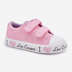 Trampki Dziewczęce Na Rzepy Lee Cooper LCW-25-02-3265K Różowe. Czerwone trampki dziewczęce bez wzorów, bez zapięcia. Za 173.90 zł.