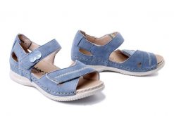 RIEKER V7474-10 blue, sandały damskie. Niebieskie sandały damskie Rieker, bez wzorów, z gumy, bez obcasa, na koturnie, bez zapięcia. Za 287.92 zł.