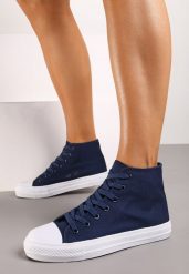 Granatowe Trampki Sznurowane Za Kostkę Quagia. Niebieskie trampki damskie Born2be, bez wzorów, za kostkę, bez zapięcia. Za 19.99 zł.