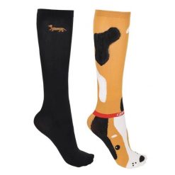 Damskie skarpety jeździeckie QHP Gift Box Stable Buddy (x2). Czarne skarpetki damskie QHP, bez wzorów, z materiału. Za 118.00 zł.