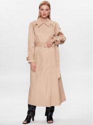 Calvin Klein Trencz K20K205498 Beżowy Regular Fit. Brązowe płaszcze damskie Calvin Klein, bez wzorów, z bawełny, bez kaptura. Za 1,089.00 zł.