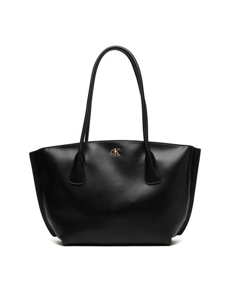 Calvin Klein Torebka Ck Medium Dome Tote LV04F3344G Czarny. Czarne shopper bag Calvin Klein, ze skóry, bez dodatków. Za 649.99 zł.