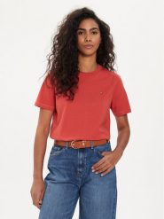 Tommy Hilfiger T-Shirt Modern WW0WW39848 Czerwony Regular Fit. Czerwone t-shirty damskie Tommy Hilfiger, xs, bez wzorów, z bawełny, bez kołnierzyka. Za 199.99 zł.