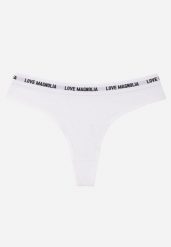 Białe Majtki Stringi z Bawełną Ozdobione Napisami Amero. Białe stringi Renee, bez wzorów, z bawełny. Za 7.99 zł.
