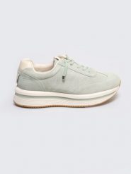 Sneakersy damskie ze skóry naturalnej pistacjowe RR274A350 300. Zielone obuwie sportowe damskie Big Star, ze skóry, bez zapięcia. W wyprzedaży za 99.99 zł.