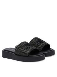 DKNY Klapki Ondara K2697988 Czarny. Czarne klapki damskie DKNY, bez wzorów, ze skóry, bez obcasa, bez zapięcia. Za 579.99 zł.