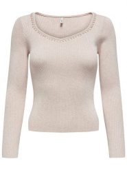 ONLY Sweter w kolorze beżowym rozmiar: L. Brązowe swetry klasyczne damskie Only, l, bez kołnierzyka. Za 52.67 zł.