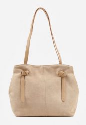 Ciemnobeżowa Torebka w Stylu Shopperki o Regulowanym Kształcie Ozdobiona Supełkami Thessestra. Brązowe shopper bag Renee, z jeansu, duże, bez dodatków. Za 119.99 zł.