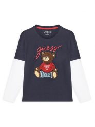 Guess Bluzka L4BI13 I3Z14 Granatowy Regular Fit. Niebieskie t-shirty i koszulki chłopięce Guess, z aplikacjami, z bawełny, bez kołnierzyka, bez ramiączek. Za 99.99 zł.