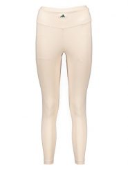 Adidas Legginsy sportowe "Sports Club" w kolorze beżowym rozmiar: L. Brązowe legginsy damskie Adidas, l, bez wzorów, z materiału, z podwyższonym stanem, outdoorowe. Za 65.85 zł.