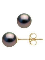 Pearl Addict Kolczyki-wkrętki z perłami w kolorze tahiti rozmiar: onesize. Brązowe kolczyki damskie Pearl Addict, z perłą, złote. Za 750.45 zł.