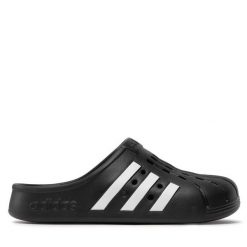 Klapki adidas. Czarne klapki damskie Adidas, bez wzorów, bez obcasa, bez zapięcia. Za 169.99 zł.