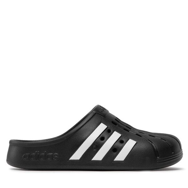 Klapki adidas. Czarne klapki damskie Adidas, bez wzorów, bez obcasa, bez zapięcia. Za 199.99 zł.