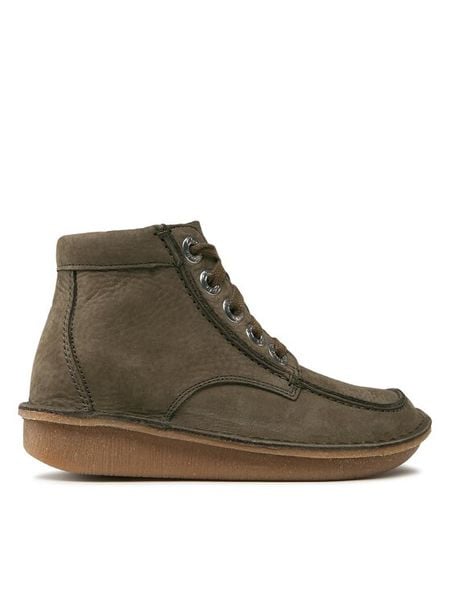 Clarks Trzewiki Funny Cedar 261738864 Khaki. Brązowe botki damskie Clarks, ze skóry, bez obcasa, na płaskiej podeszwie, bez zapięcia. Za 329.99 zł.