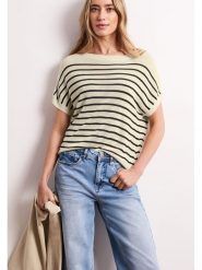 Street One Sweter w kolorze beżowo-ciemnobrązowym rozmiar: 36. Brązowe swetry klasyczne damskie Street One, bez kołnierzyka. Za 91.99 zł.