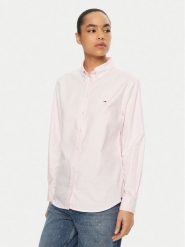Tommy Jeans Koszula DW0DW19890 Różowy Regular Fit. Czerwone koszule damskie Tommy Jeans, m, bez wzorów, z bawełny, bez kołnierzyka, bez ramiączek. Za 219.99 zł.