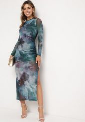 Zielona Sukienka o Dopasowanym Fasonie Bodycon z Rozcięciem i Marmurkowym Wzorem Urientia. Zielone sukienki damskie Born2be, bez wzorów, eleganckie, bez ramiączek. W wyprzedaży za 118.99 zł.