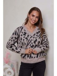 Soft Cashmere Sweter w kolorze szaro-czarnym rozmiar: 34/36. Szare swetry klasyczne damskie Soft Cashmere, z kaszmiru, bez kołnierzyka. Za 138.21 zł.