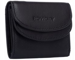 Portfel damski Rovicky R-19-LFN czarny. Czarne portfele damskie ROVICKY, bez wzorów, ze skóry. Za 49.99 zł.