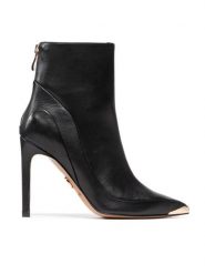 Baldowski Botki D03628-1451-001 Czarny. Czarne botki damskie Baldowski, ze skóry, bez obcasa, na szpilce, bez zapięcia. Za 679.99 zł.