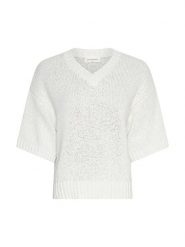 MOSS COPENHAGEN Sweter "Hannalie" w kolorze kremowym rozmiar: S/M. Brązowe swetry klasyczne damskie Moss Copenhagen, m, z bawełny, bez kołnierzyka. Za 193.24 zł.