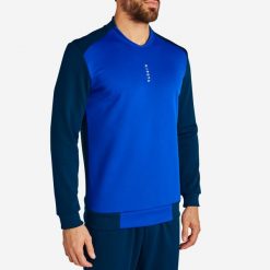 Bluza piłkarska dla dorosłych Kipsta T100. Niebieskie bluzy damskie KIPSTA, xl, bez wzorów, z elastanu, bez kaptura. Za 69.99 zł.