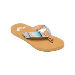 Klapki plażowe dla Kobiety PORTO Niebieski. Niebieskie klapki damskie Roxy, bez wzorów, z poliesteru, bez obcasa, bez zapięcia. Za 99.99 zł.