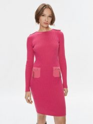 Fracomina Sukienka codzienna FS23WD5009K50401 Różowy Slim Fit. Czerwone sukienki damskie Fracomina, bez wzorów, z syntetyku, bez ramiączek. Za 899.99 zł.