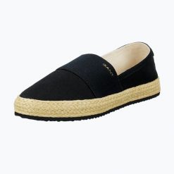 Espadryle damskie GANT Raffiaville. Czarne espadryle damskie Gant, bez wzorów, z materiału, bez obcasa. Za 389.99 zł.