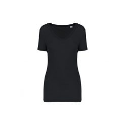 Damska koszulka z dekoltem w serek Kariban Lyocell Tencel™. Czarne koszulki sportowe damskie KARIBAN, bez wzorów, z lyocellu, bez ramiączek. Za 94.50 zł.