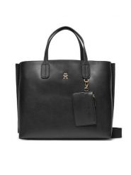 Tommy Hilfiger Torebka Th Distinct Satchel AW0AW17335 Czarny. Czarne torebki klasyczne damskie Tommy Hilfiger, ze skóry, bez dodatków. Za 539.99 zł.