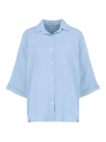 Sublevel Koszula w kolorze błękitnym rozmiar: M/L. Niebieskie koszule damskie Sublevel, l, bez wzorów, z bawełny, bez kołnierzyka, bez ramiączek. Za 61.17 zł.