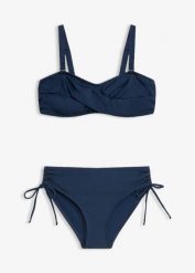 Bikini balkonetka (2 części) z połyskującego materiału. Niebieskie bikini bonprix, bez wzorów. Za 127.99 zł.