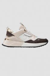 MICHAEL KORS Beżowe sneakersy Theo Trainer. Brązowe obuwie sportowe damskie Michael Kors, bez zapięcia. W wyprzedaży za 799.99 zł.