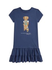 Polo Ralph Lauren Sukienka codzienna 313B20040001 Granatowy Regular Fit. Niebieskie sukienki dziewczęce Polo Ralph Lauren, bez wzorów, z bawełny, bez ramiączek, proste. Za 519.99 zł.